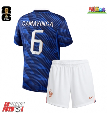 Francia Eduardo Camavinga #6 Primera Equipación Niños Mundial 2026 Manga Corta (+ Pantalones cortos)
